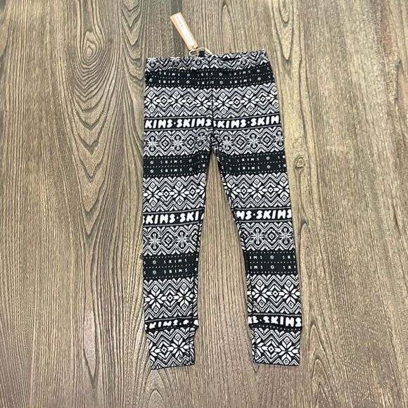 NWT Skims Logo Plush Pointelle Leggings High Rise Stretch Onyx FairIsle Size 6/7 - Picture 5 of 5